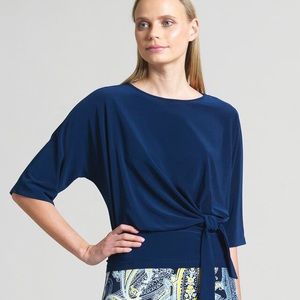 Clara Sun Woo Blue Side Tie 3/4 Sleeve Top